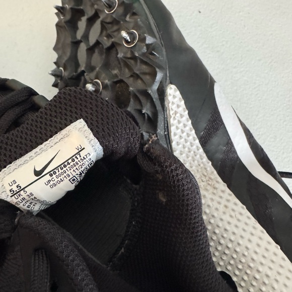 Nike boys black & white Zoom Rival S9 track spikes running racing shoes size 5.5 - Picture 5 of 5